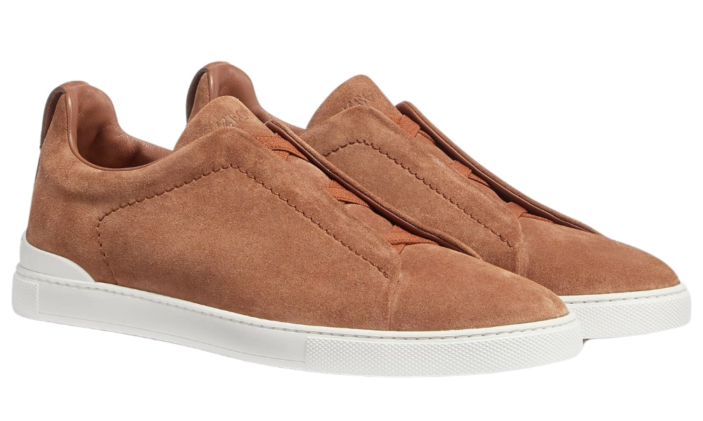 Zegna Triple Stich leather sneakers "Tobacco"
