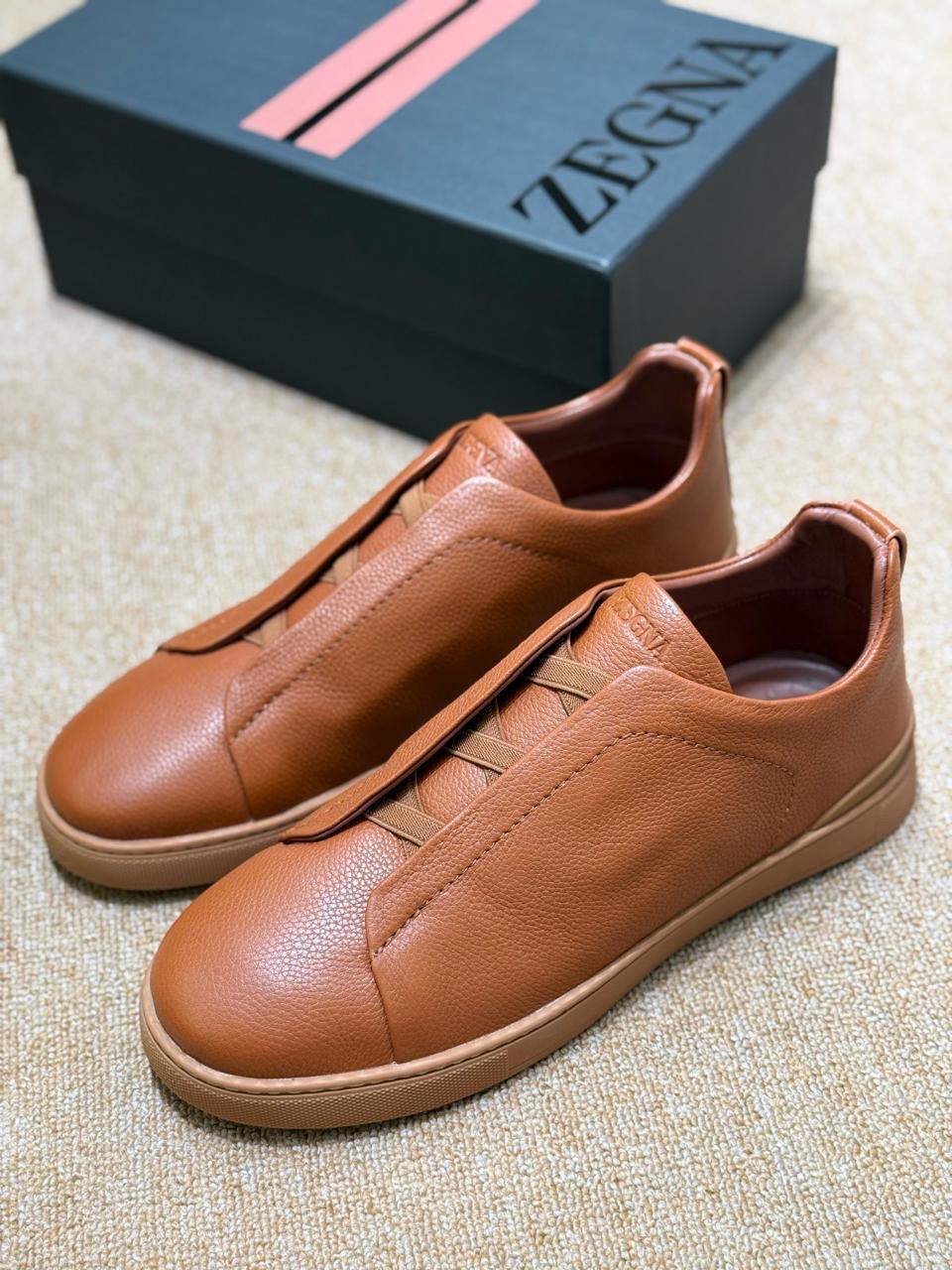 Zegna Foliage Deerskin Triple Stitch Sneakers