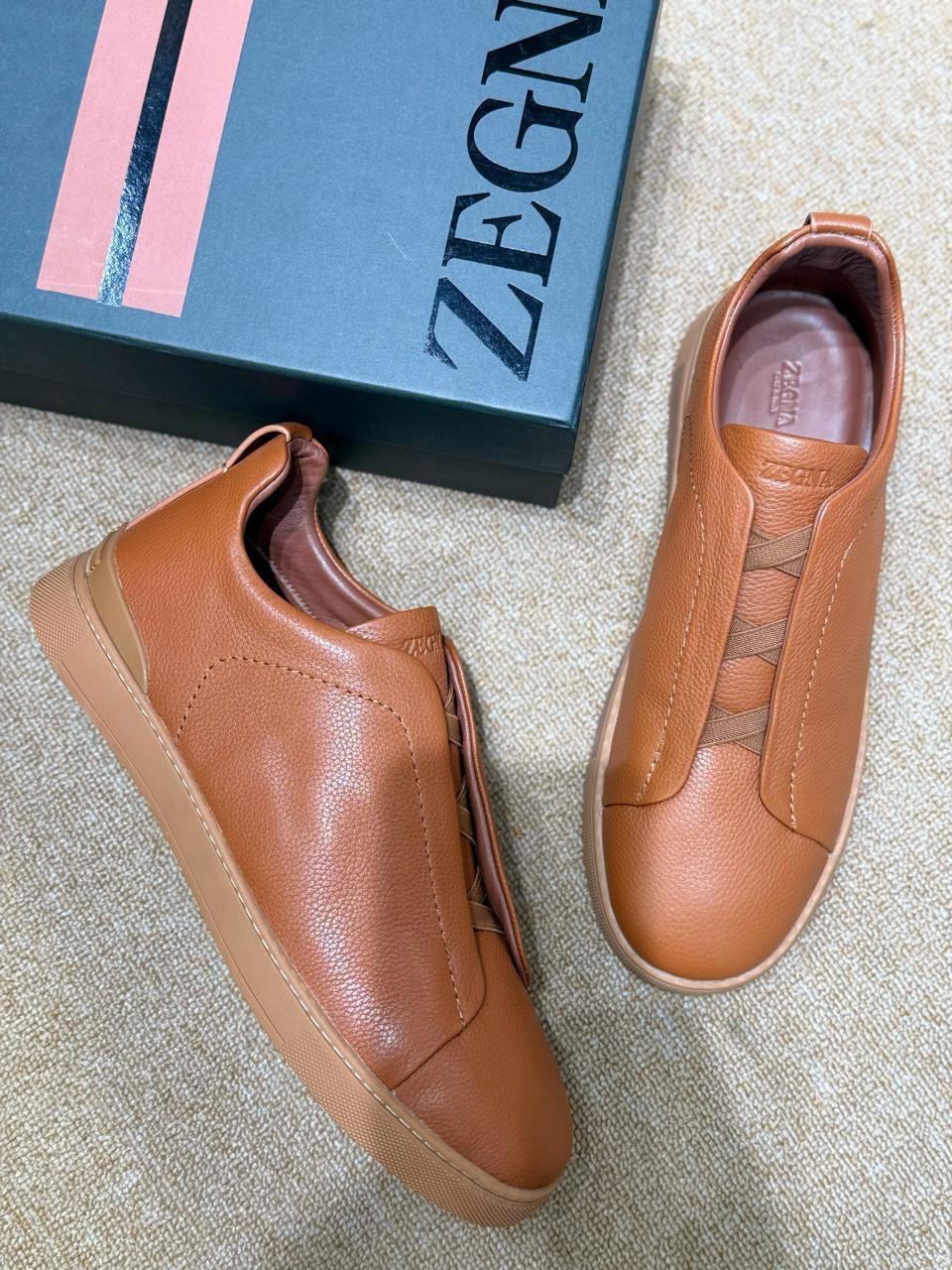 Zegna Foliage Deerskin Triple Stitch Sneakers