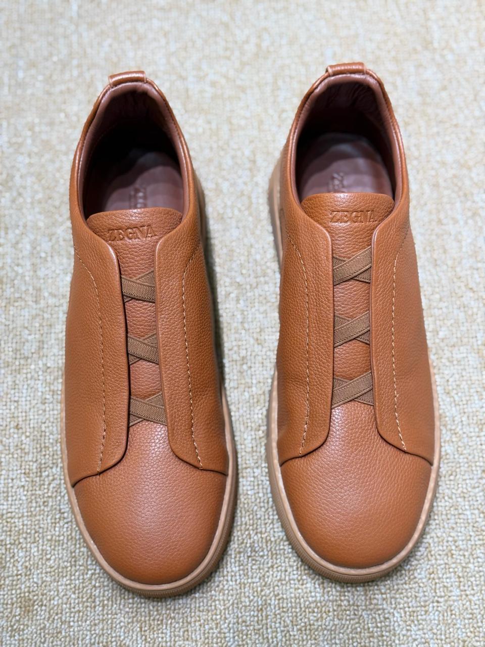 Zegna Foliage Deerskin Triple Stitch Sneakers